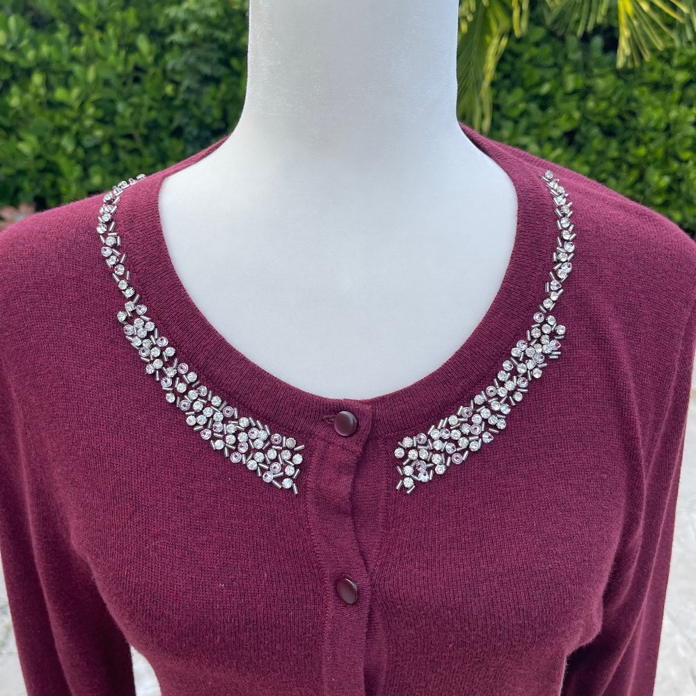 Merona bejeweled maroon cardigan, size Medium